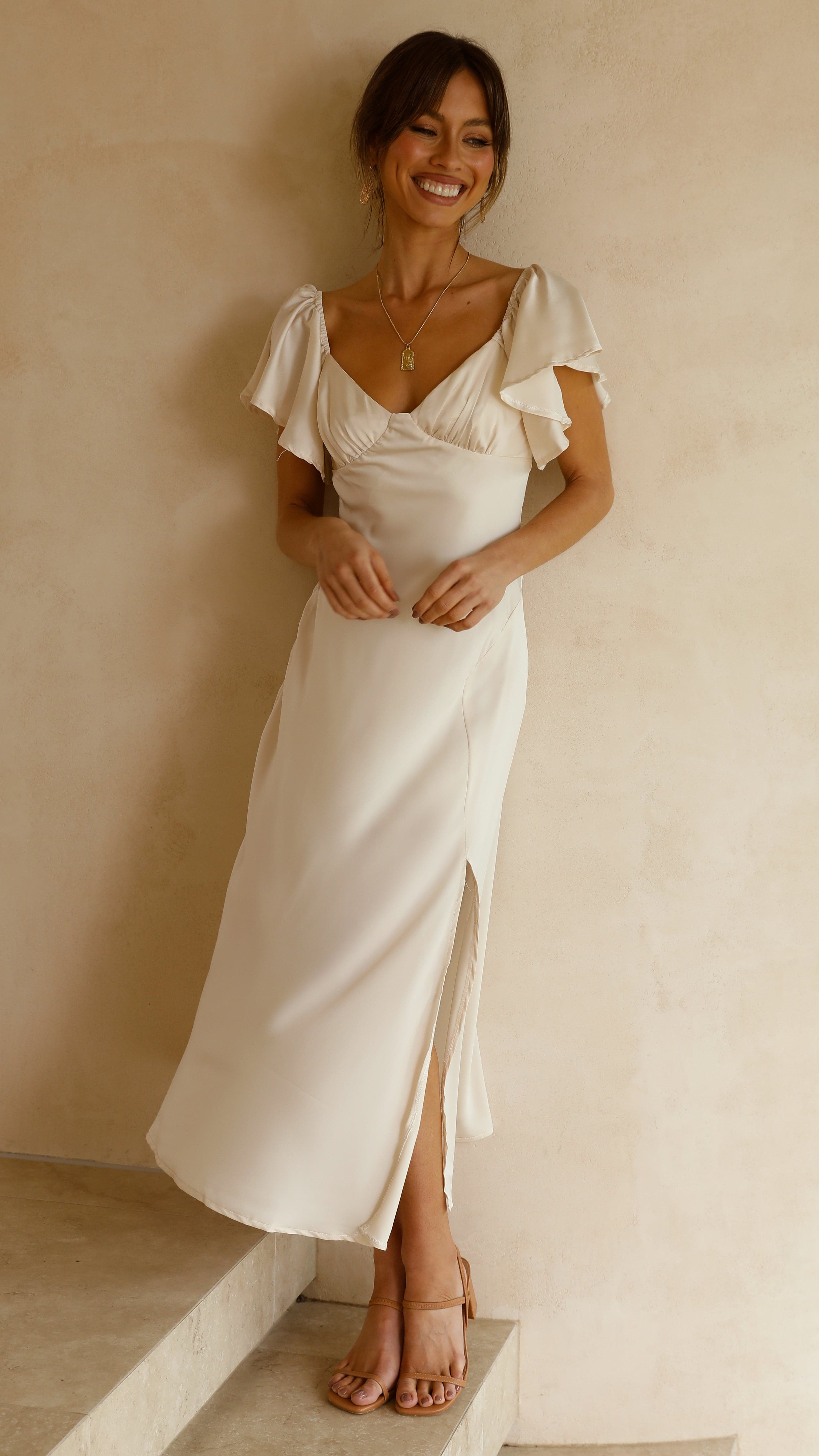 Louisa Midi Dress - Ivory - Billy J