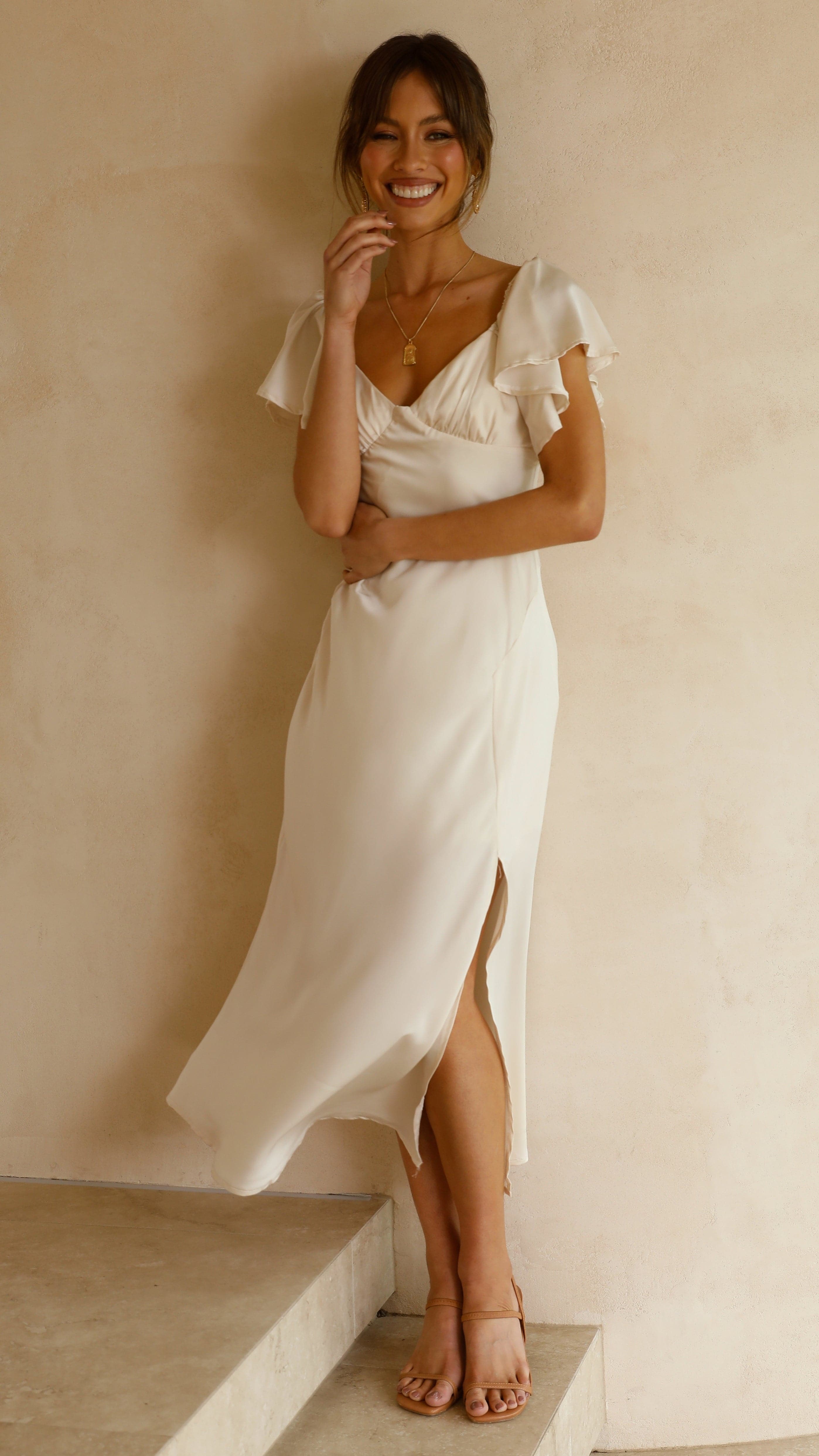 Louisa Midi Dress - Ivory - Billy J