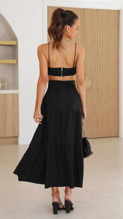 Load image into Gallery viewer, Saraya Top and Skirt Set - Black
