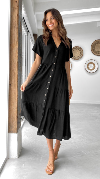 Load image into Gallery viewer, Kimberly Midi Dress - Black - Billy J
