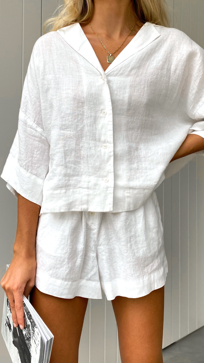 Load image into Gallery viewer, Linen Lounge Shirt - White

