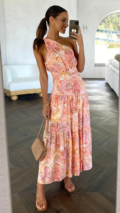 Load image into Gallery viewer, Jayma Maxi Dress - Pink/Orange Floral - Billy J
