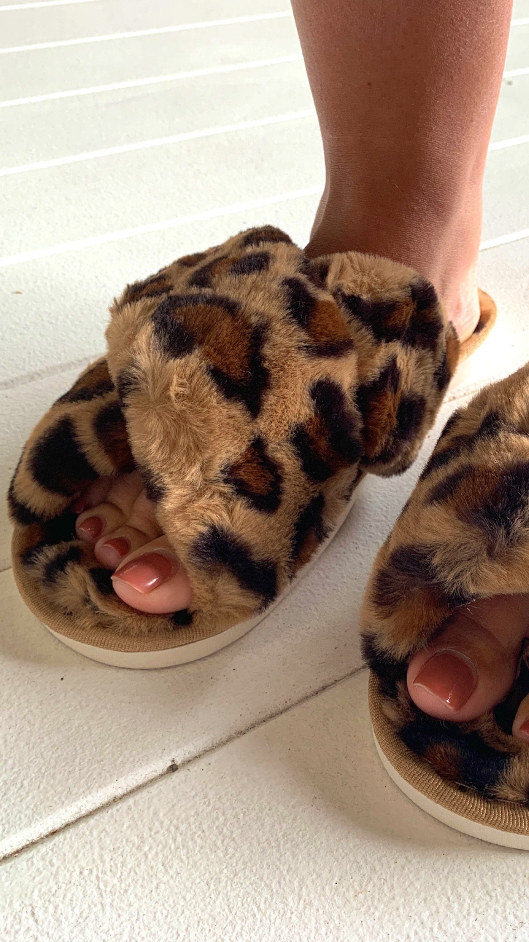 Jessica Fluffy Slippers - Leopard - Billy J