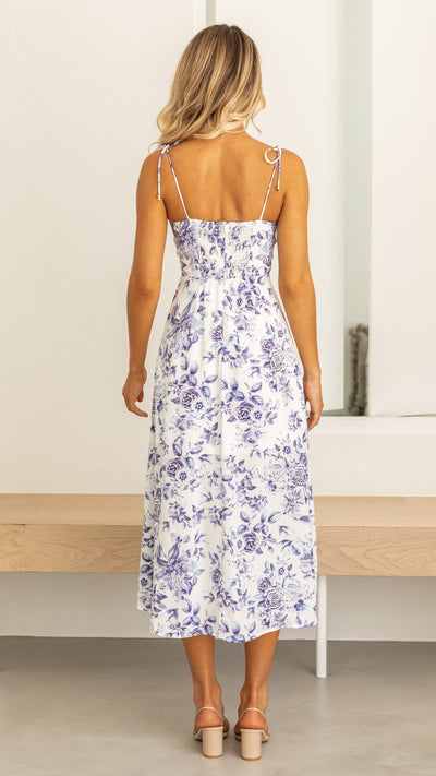 Load image into Gallery viewer, Porchia Midi Dress - Blue Floral
