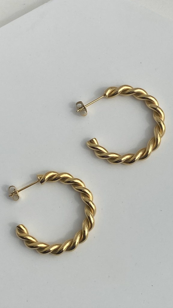 Twist Hoop Earrings - Gold
