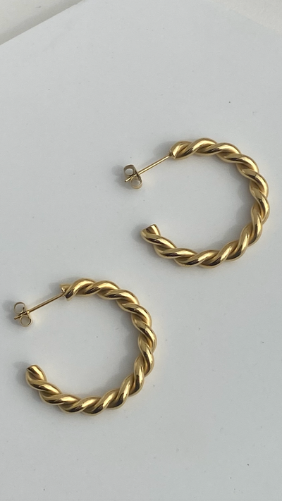 Load image into Gallery viewer, Twist Hoop Earrings - Gold
