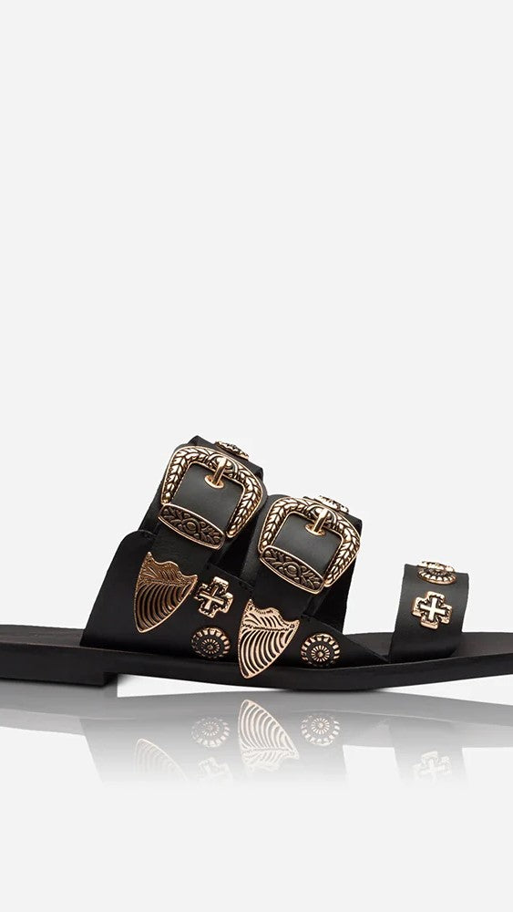 Sol Sana Eastwood Slide - Black/Gold