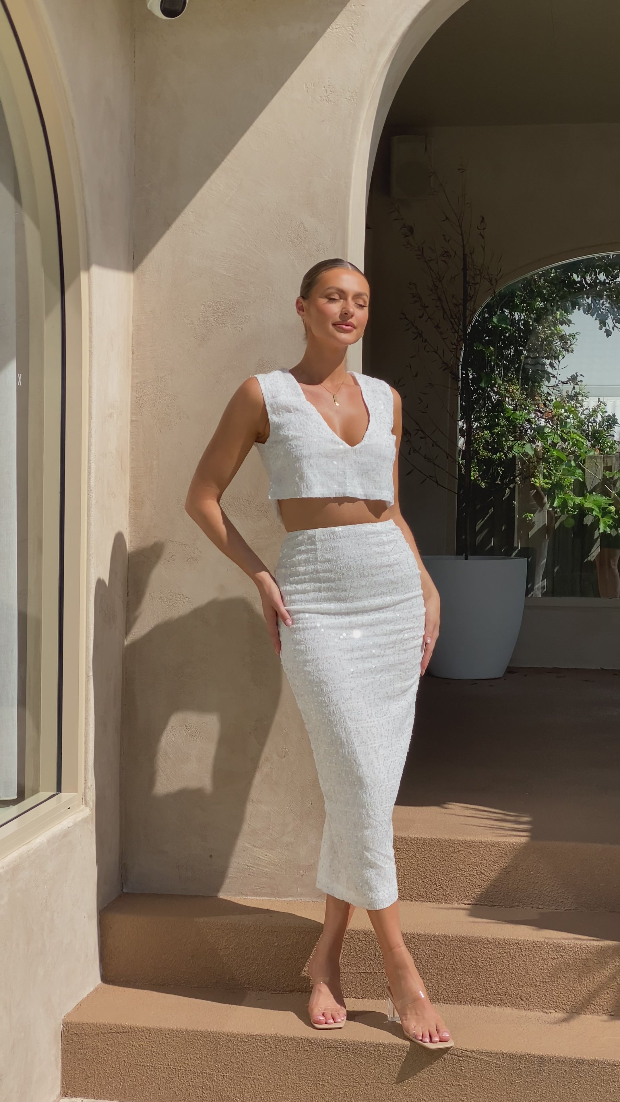 Elyza Midi Skirt - White