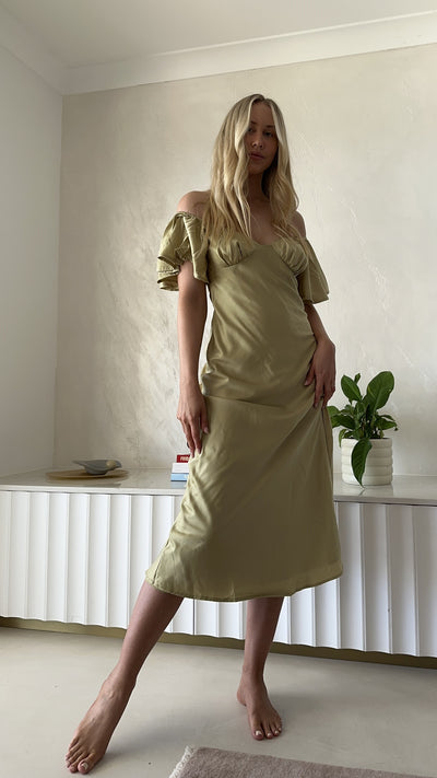 Load image into Gallery viewer, Louisa Midi Dress - Olive - Billy J
