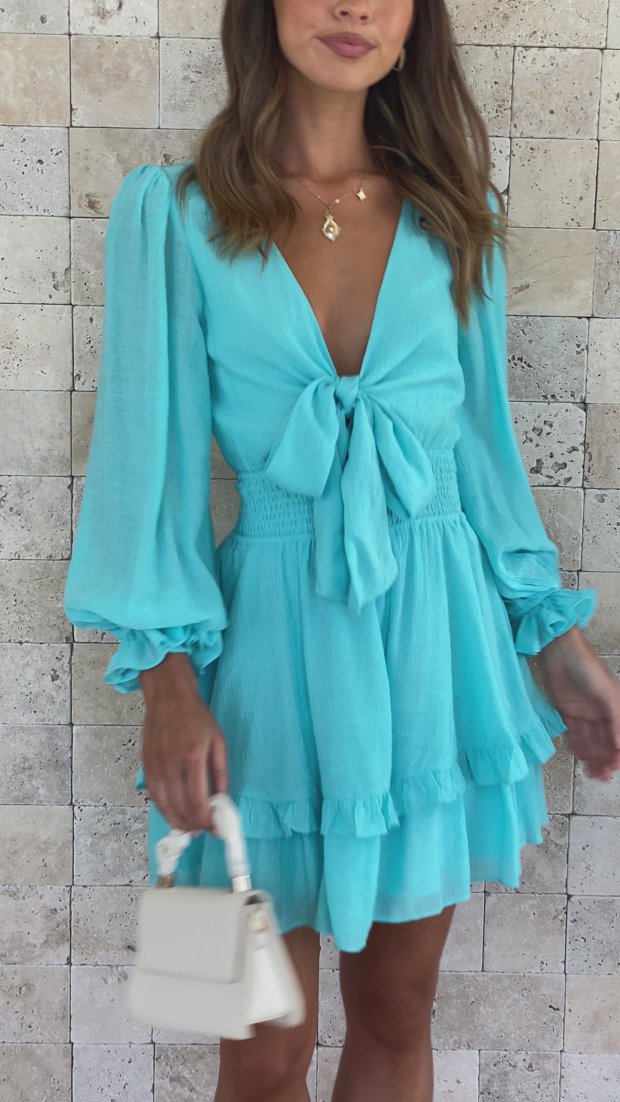 Load video: Windswept Dress - Blue - Billy J