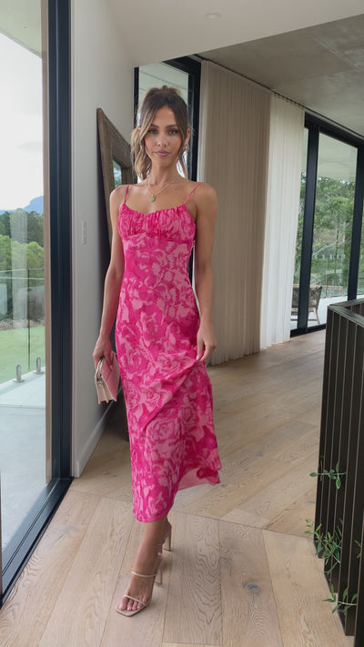 Load and play video in Gallery viewer, Margie Midi Dress - Pink Floral
