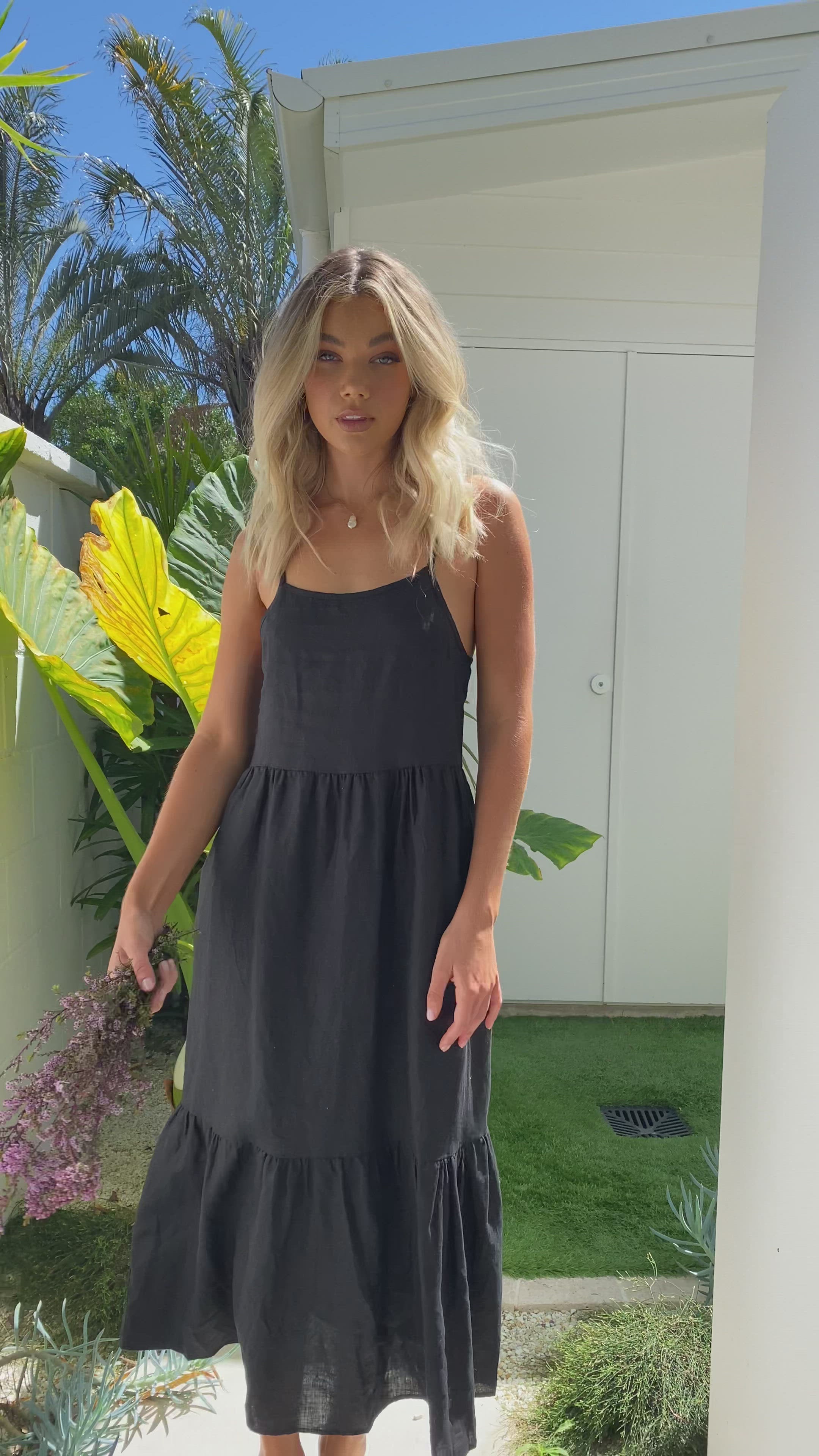 Load video: Nico Maxi Dress - Black - Billy J