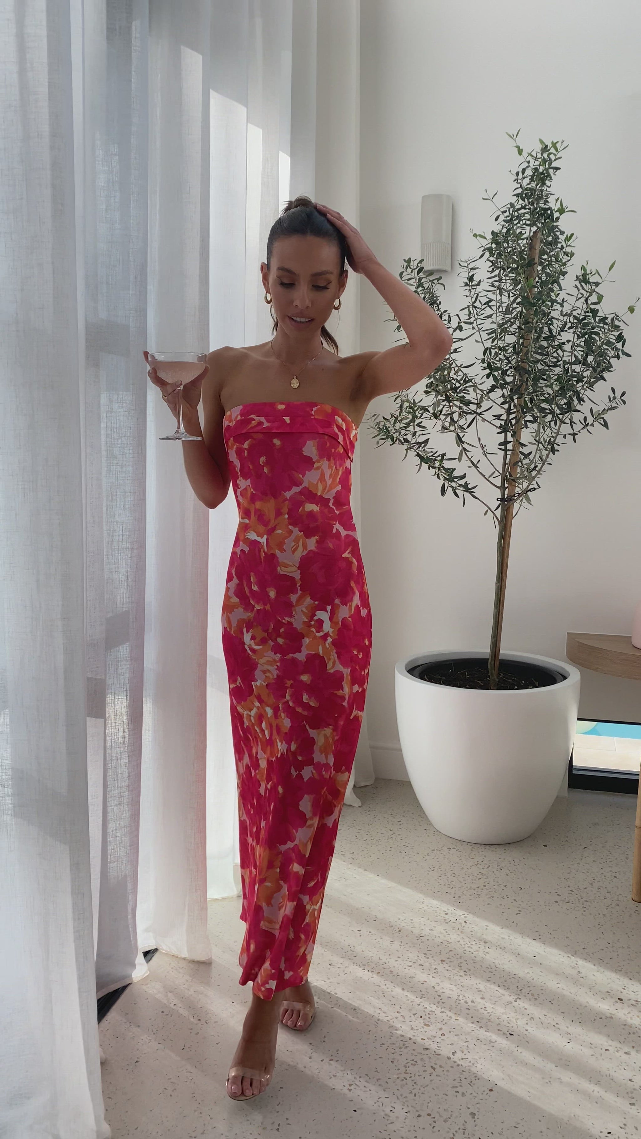 Miya Maxi Dress - Pink/Red Floral - Buy Women's Dresses