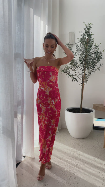 Load and play video in Gallery viewer, Miya Maxi Dress - Pink/Red Floral

