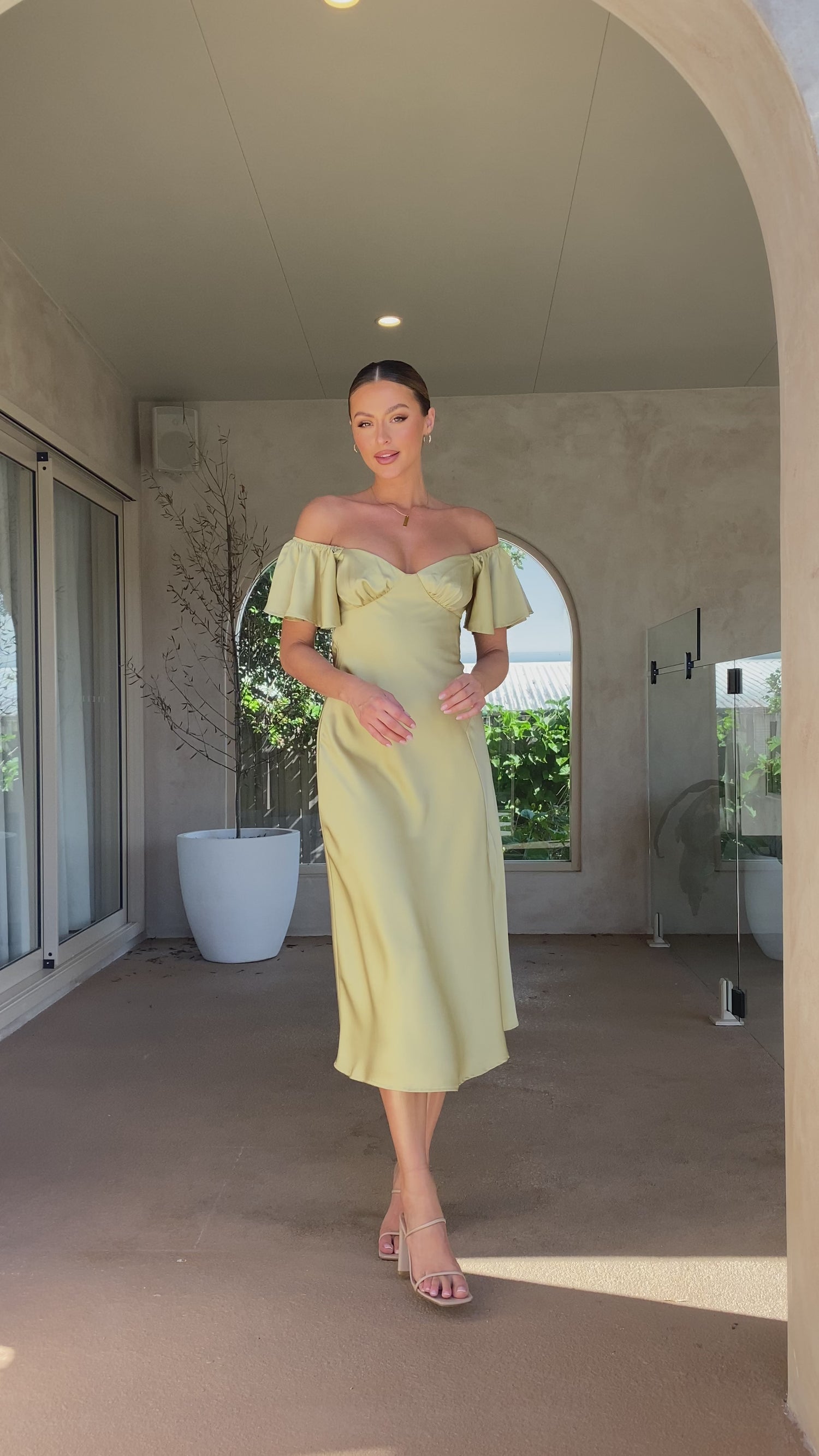 Louisa Midi Dress - Olive - Billy J