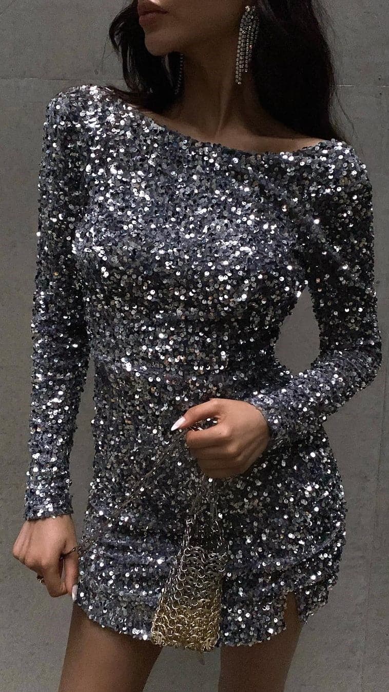 Felicia Mini Dress - Silver