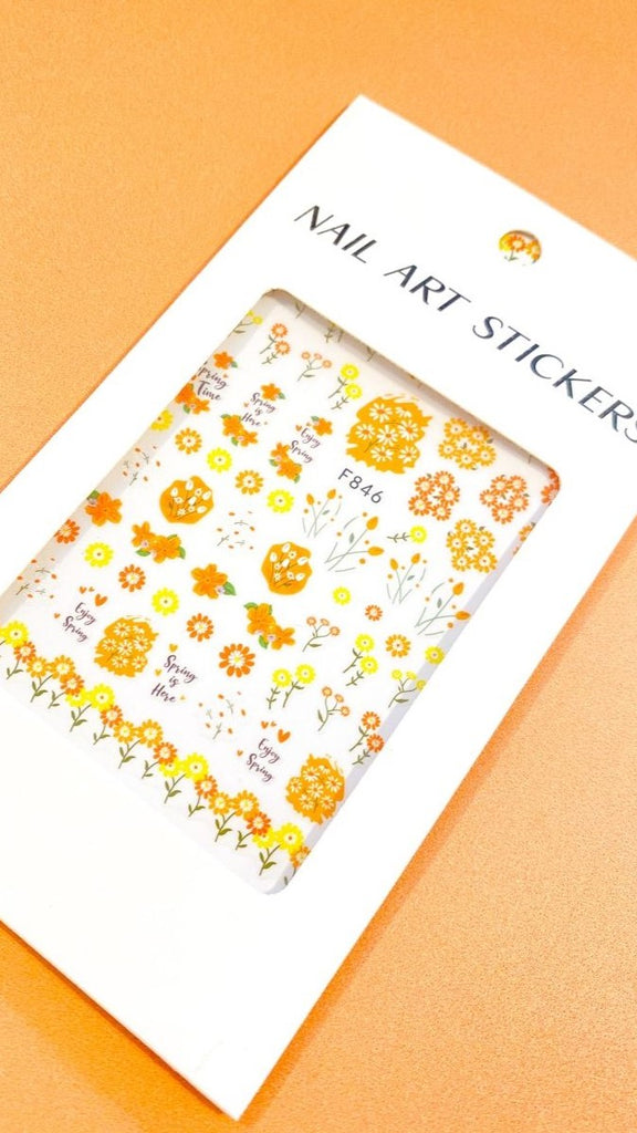 Billie Nail Art Stickers - Orange Floral