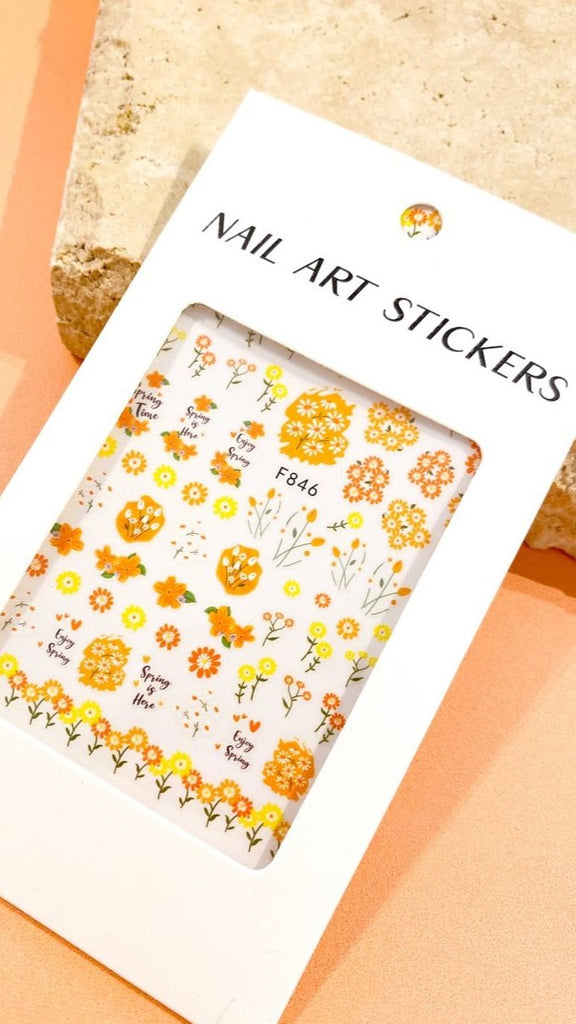 Billie Nail Art Stickers - Orange Floral
