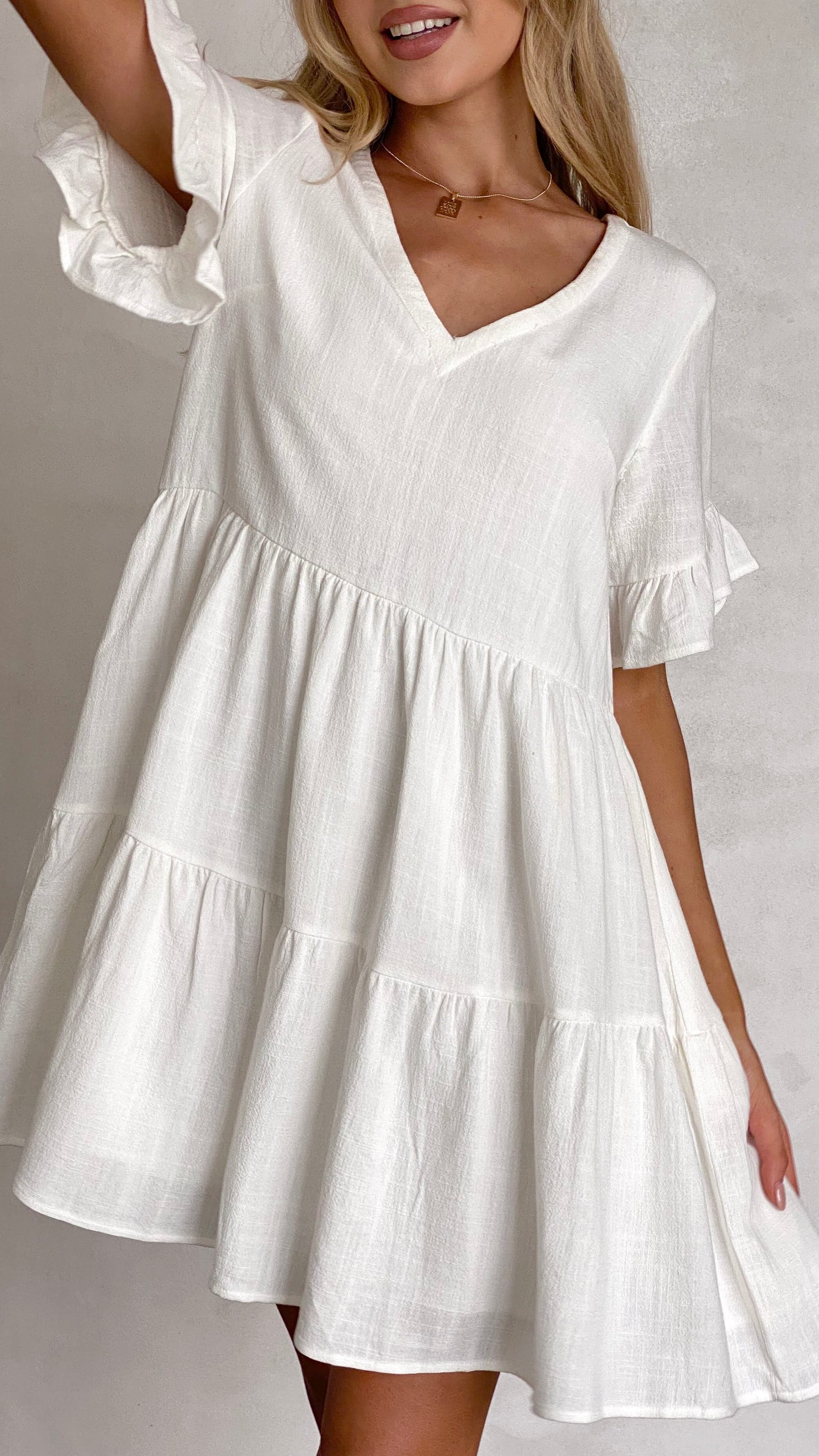 Mariah Mini Dress - White - Billy J