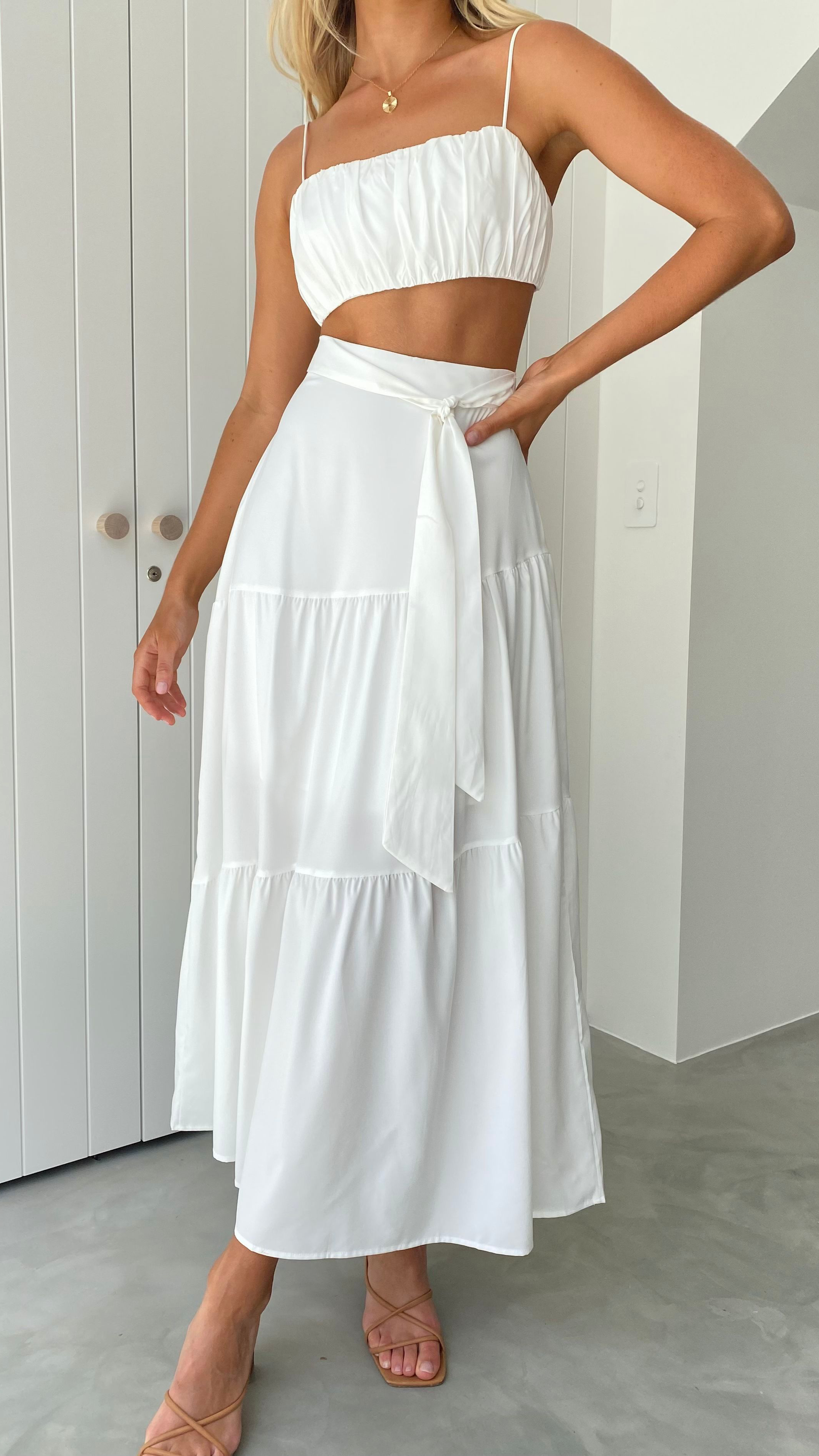 Saraya Top and Skirt Set - White